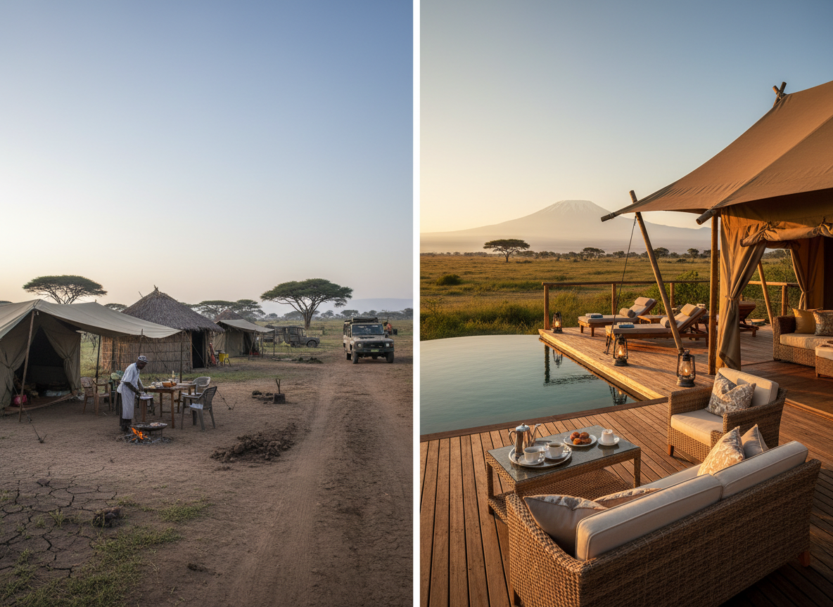 Budget Camp vs Luxury Lodge in Amboseli