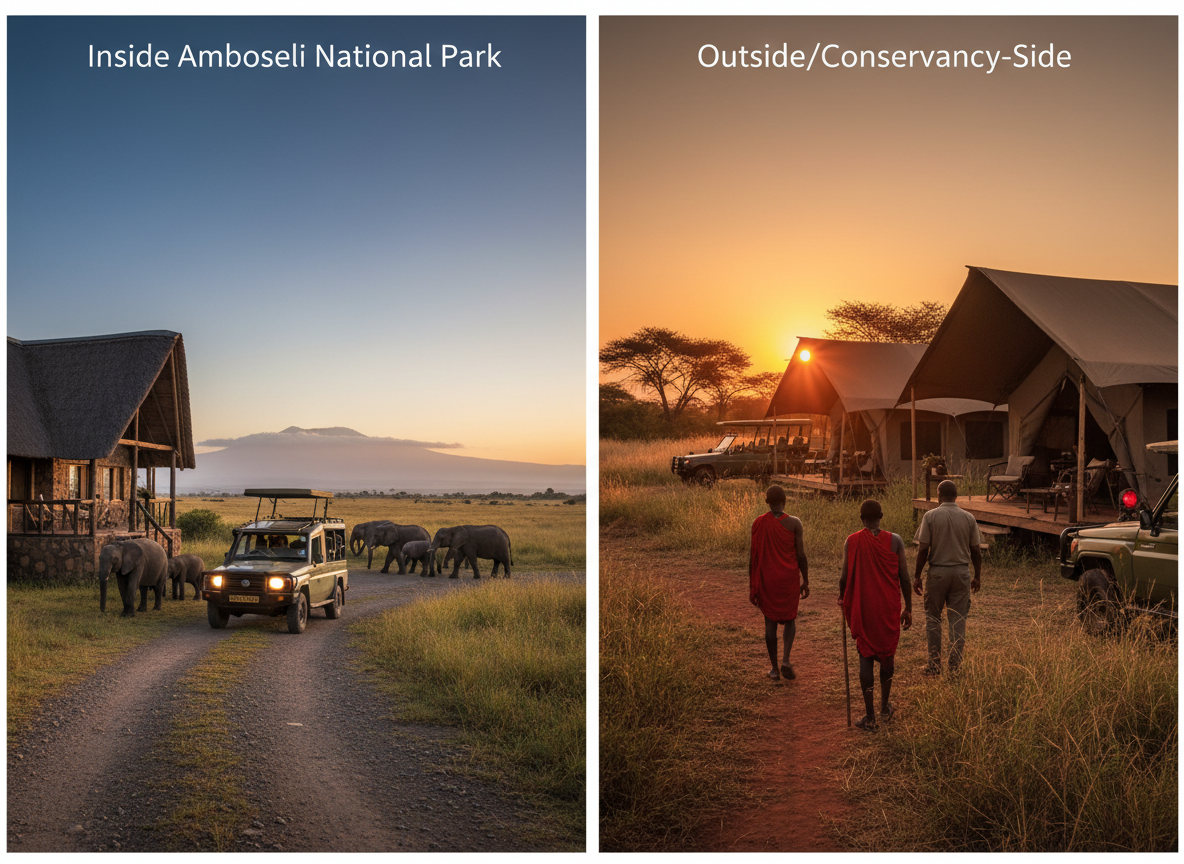 Inside the Park vs Outside the Park in Amboseli
