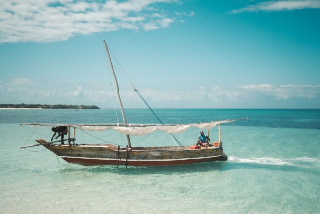 Traditional dhow sailing off Zanzibar's coast