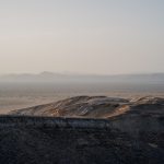 hazy volcanic desert plateau in the arid Lake Turkana region, Sibiloi National Park